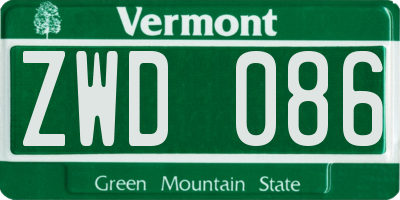 VT license plate ZWD086