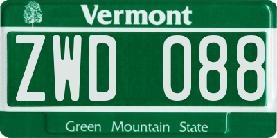 VT license plate ZWD088