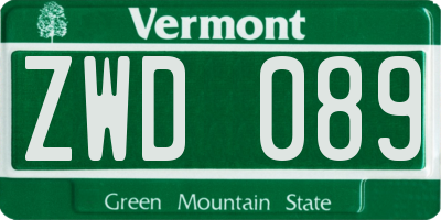 VT license plate ZWD089