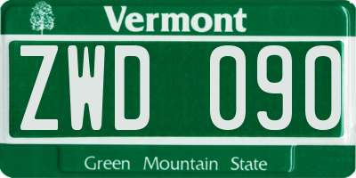 VT license plate ZWD090