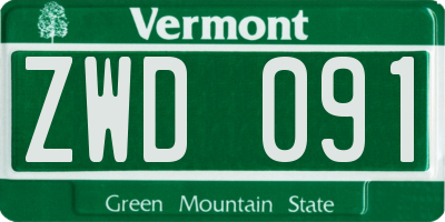 VT license plate ZWD091
