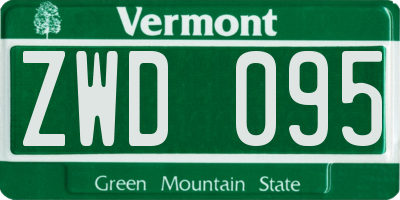 VT license plate ZWD095