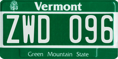VT license plate ZWD096