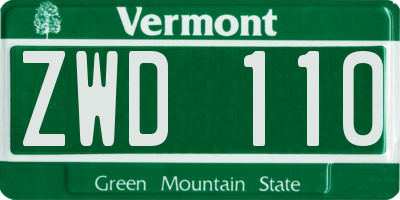 VT license plate ZWD110