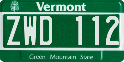 VT license plate ZWD112