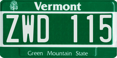 VT license plate ZWD115