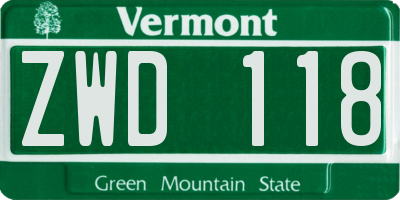 VT license plate ZWD118