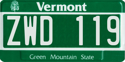 VT license plate ZWD119