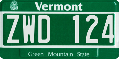 VT license plate ZWD124