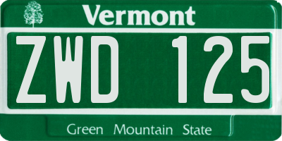 VT license plate ZWD125
