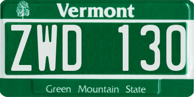 VT license plate ZWD130