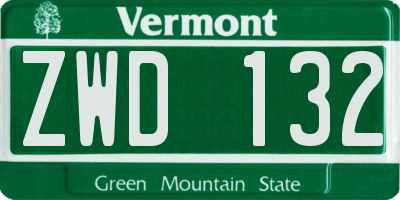 VT license plate ZWD132