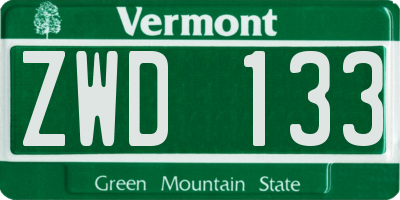 VT license plate ZWD133