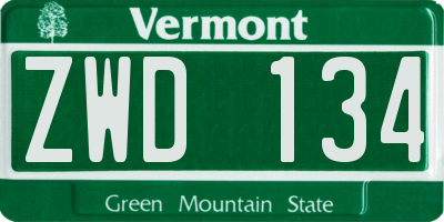 VT license plate ZWD134
