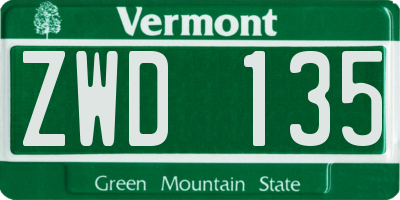 VT license plate ZWD135