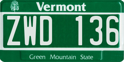 VT license plate ZWD136