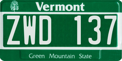 VT license plate ZWD137