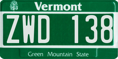 VT license plate ZWD138