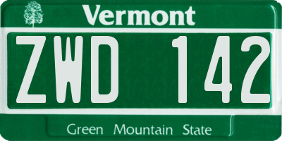 VT license plate ZWD142