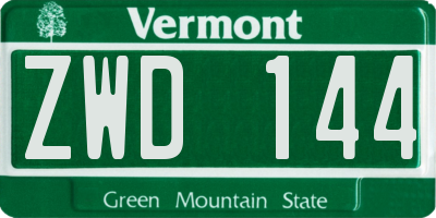 VT license plate ZWD144