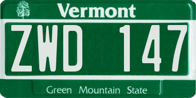 VT license plate ZWD147