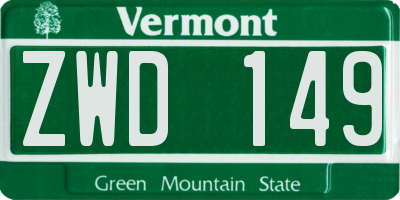 VT license plate ZWD149
