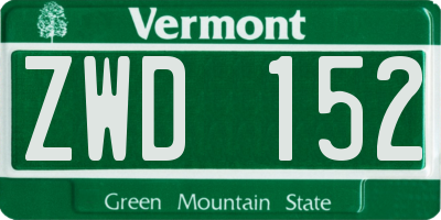 VT license plate ZWD152