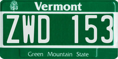 VT license plate ZWD153