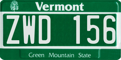 VT license plate ZWD156
