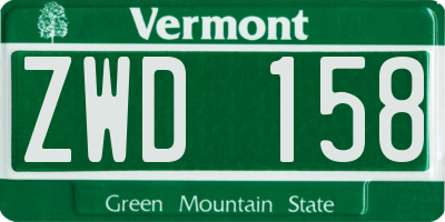 VT license plate ZWD158