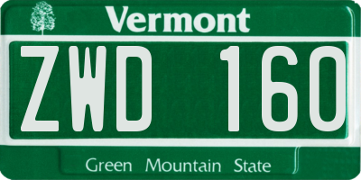 VT license plate ZWD160