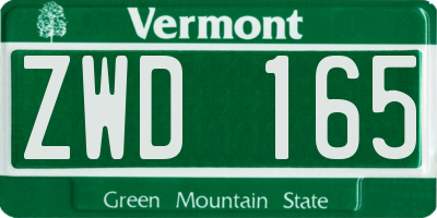 VT license plate ZWD165