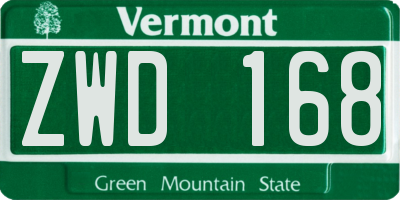 VT license plate ZWD168