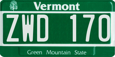 VT license plate ZWD170