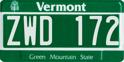 VT license plate ZWD172