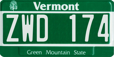 VT license plate ZWD174