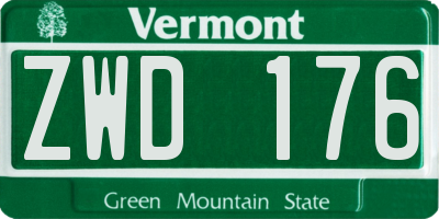 VT license plate ZWD176