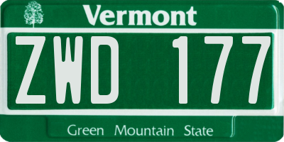 VT license plate ZWD177