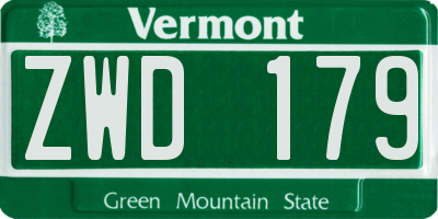 VT license plate ZWD179