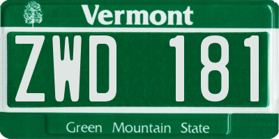 VT license plate ZWD181