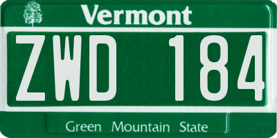 VT license plate ZWD184