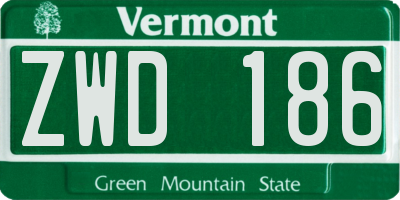 VT license plate ZWD186