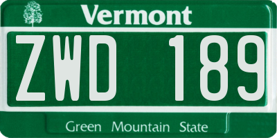 VT license plate ZWD189