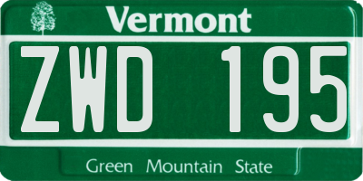 VT license plate ZWD195