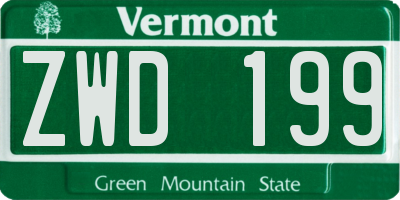 VT license plate ZWD199