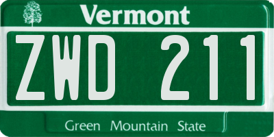 VT license plate ZWD211