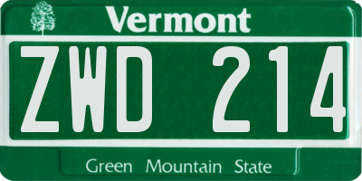 VT license plate ZWD214