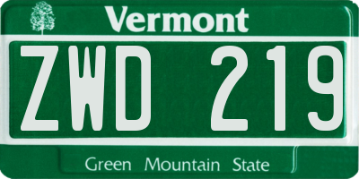 VT license plate ZWD219