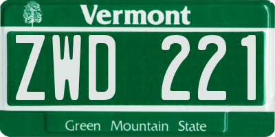 VT license plate ZWD221