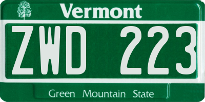 VT license plate ZWD223